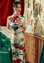 Cheongsam Dress with Peony Print