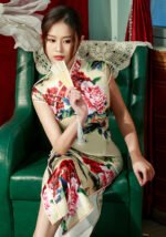 Cheongsam Dress with Peony Print