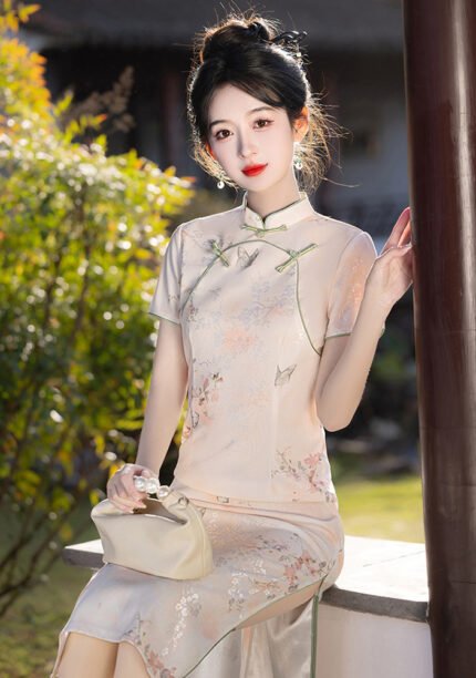 Elegance Cheongsam Dress Timeless Butterfly Garden