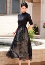 Elegant Black Cheongsam Modern Chinese Qipao