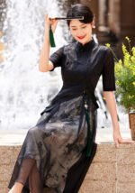 Elegant Black Cheongsam Modern Chinese Qipao