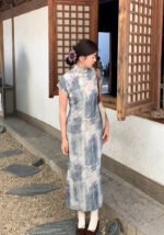 Elegant Cheongsam Chinese Watercolor Print Qipao Dress