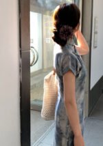Elegant Cheongsam Chinese Watercolor Print Qipao Dress