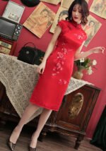 Elegant Chinese Cheongsam Dress Multi-Colored Floral Short Qipao​