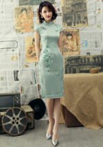 Elegant Chinese Cheongsam Dress Multi-Colored Floral Short Qipao​