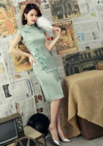 Elegant Chinese Cheongsam Dress Multi-Colored Floral Short Qipao​