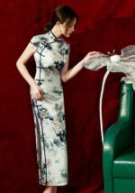 Elegant Floral-Print Traditional Chinese Qipao Dress