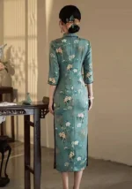 Elegant Qipao Mandarin Collar Cheongsam Dress