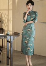 Elegant Qipao Mandarin Collar Cheongsam Dress