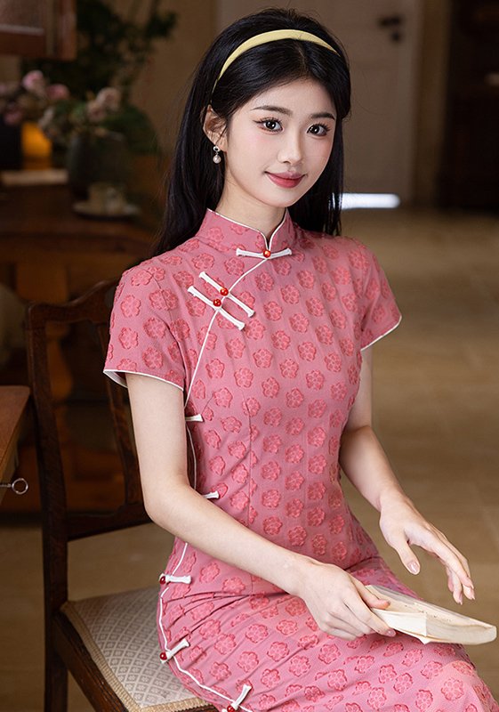Embossed Pattern 1920s–1940s Style Qipao Dress