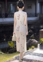 Embroidered Silk Sleeveless Slim-Fit Qipao Dress