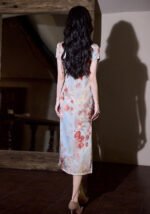 Exquisite Floral-Print Cheongsam Dress