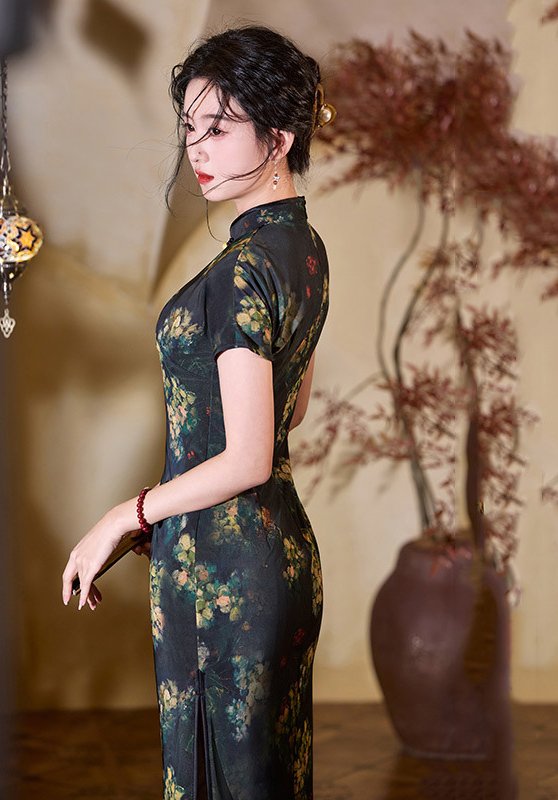 Floral Print Chinese Style Cheongsam