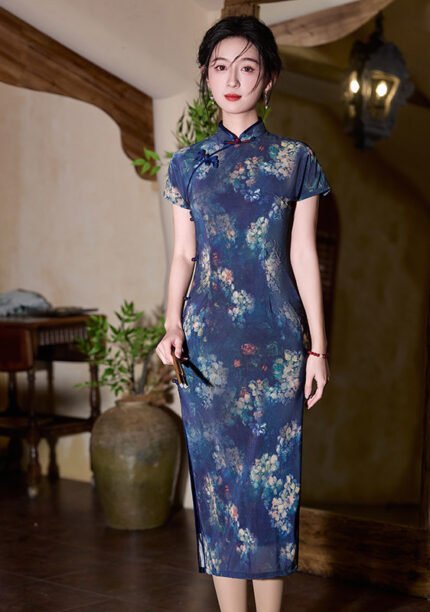 Floral Print Chinese Style Cheongsam