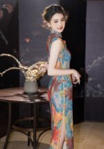 Floral Qipao Dress Sleeveless Elegant