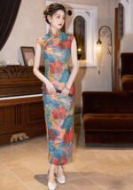 Floral Qipao Dress Sleeveless Elegant