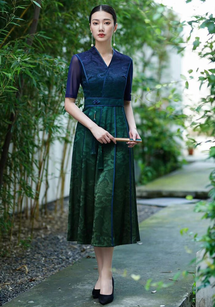 Graceful Silk Hanfu Dress Midi Dress