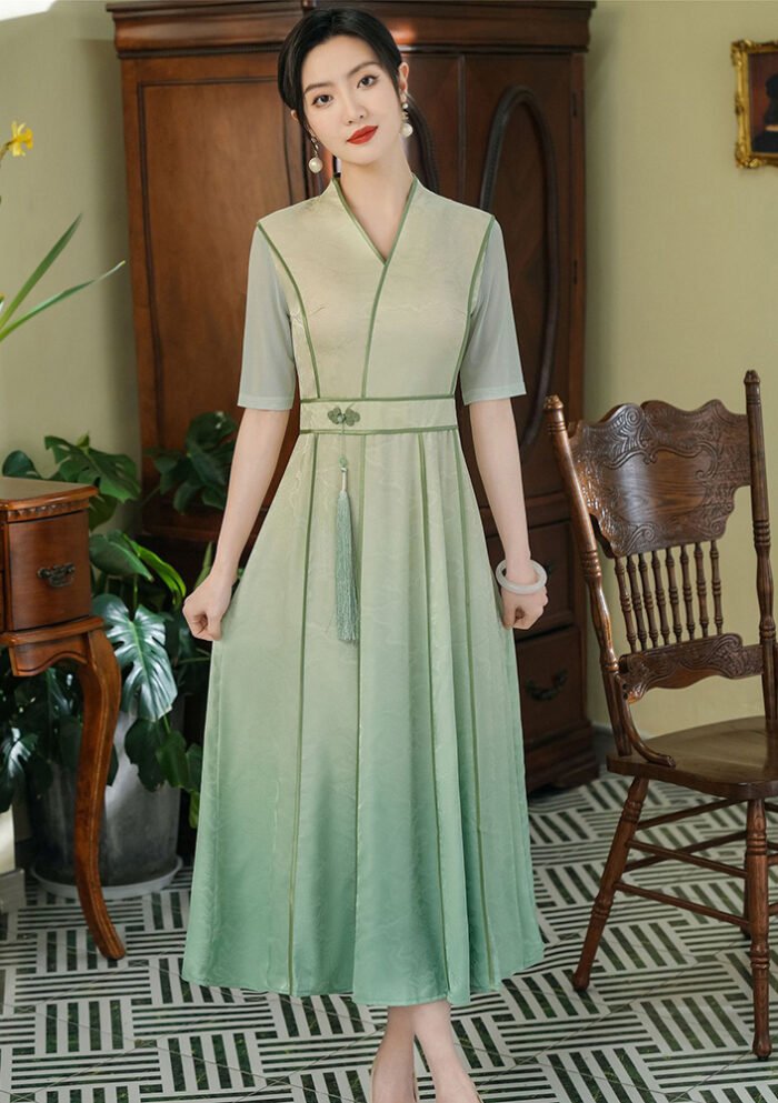 Graceful Silk Hanfu Dress Midi Dress