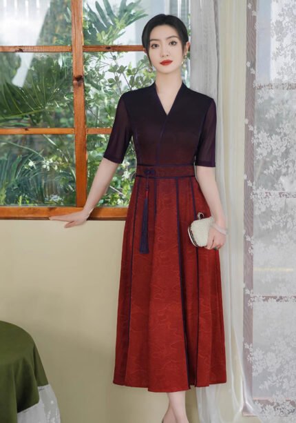 Graceful Silk Hanfu Dress Midi Dress