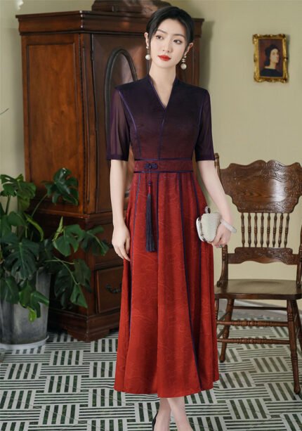 Graceful Silk Hanfu Dress Midi Dress