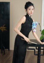 Halter Neck​ Qipao Black Chinese Style Dress