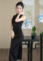 Halter Neck​ Qipao Black Chinese Style Dress