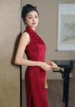 Halter Neck​ Qipao Red Chinese Style Dress