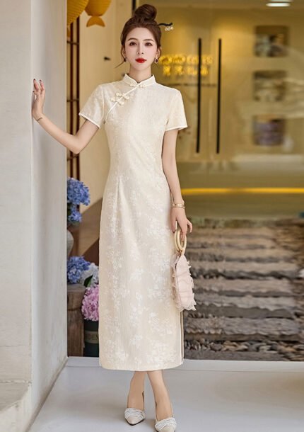 Lce Silk Jacquard Qipao Dress