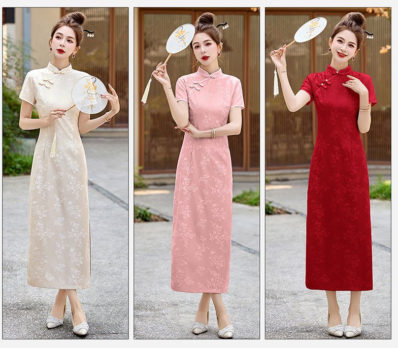 Lce Silk Jacquard Qipao Dress