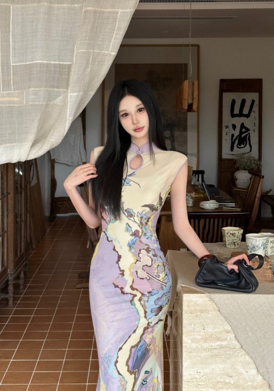 Modern Cheongsam Dresses Chinese Printed Qipao