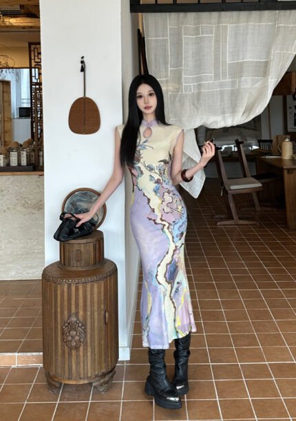 Modern Cheongsam Dresses Chinese Printed Qipao
