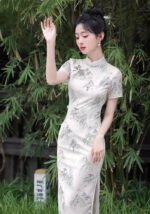 ​​Mountain & Bamboo Ink Art Cheongsam Dress