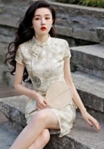 Oriental Floral Qipao Dress Midi Cheongsam