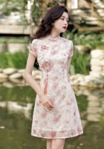 Oriental Floral Qipao Dress Midi Cheongsam