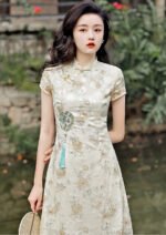 Oriental Floral Qipao Dress Midi Cheongsam