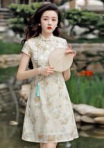 Oriental Floral Qipao Dress Midi Cheongsam