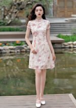 Oriental Floral Qipao Dress Midi Cheongsam