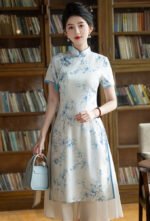 Porcelain Bloom Blue & White Floral Cheongsam