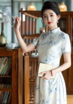 Porcelain Bloom Blue & White Floral Cheongsam