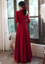 Red Floral Embroidered Traditional Qipao Dress