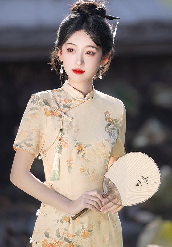 Silk Essence Floral Bloom Timeless Elegance Qipao Dress