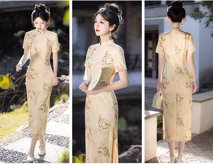 Silk Essence Floral Bloom Timeless Elegance Qipao Dress