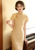 Striped Cheongsam Modern Traditional Qipao Dress