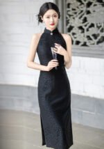 Timeless Black & White Lace Sleeveless Qipao