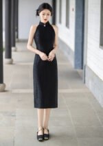 Timeless Black & White Lace Sleeveless Qipao