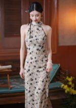 Timeless Oriental High-Neck Floral Cheongsam