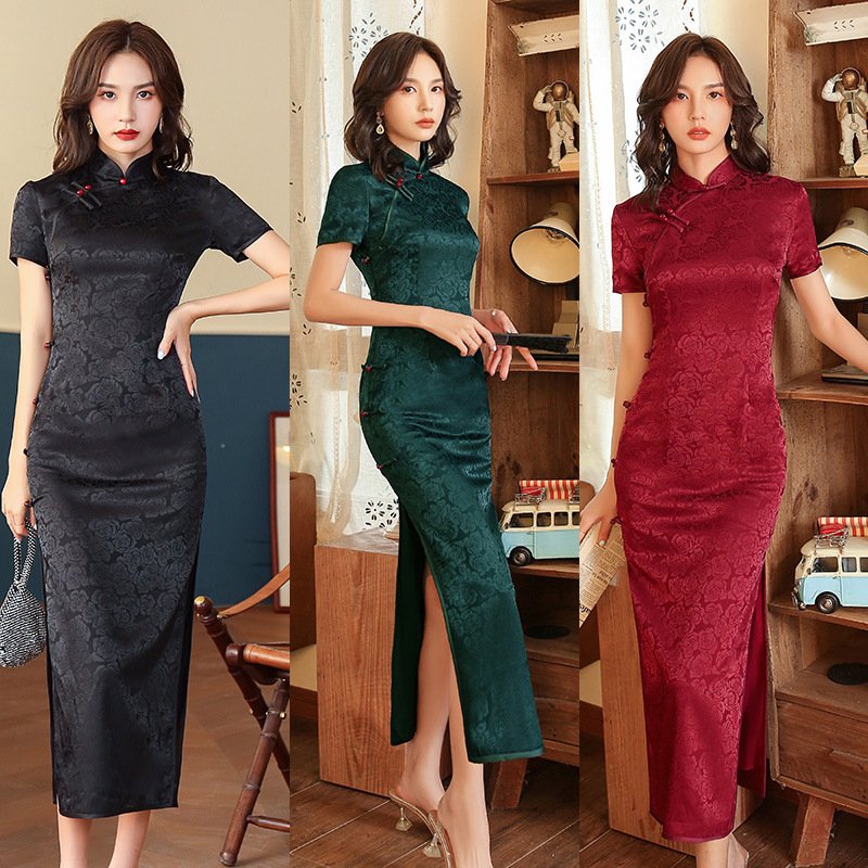 vintage silk cheongsam dress