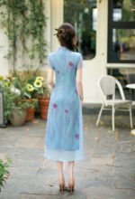 Chinese Style Cheongsam Dress Satin Traditional Floral Print