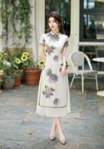 Chinese Style Cheongsam Dress Satin Traditional Floral Print