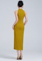 Classic Cheongsam Dress Halter Neck Floral Jacquard